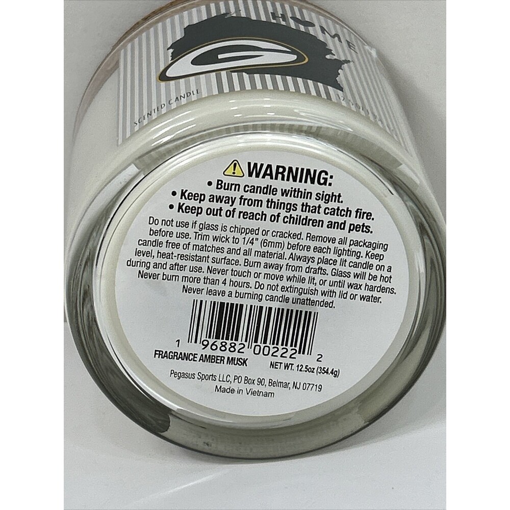 Green Bay Packers Candle Amber Musk 12.5 Oz 2 Wick Scented - Picture 6 of 6